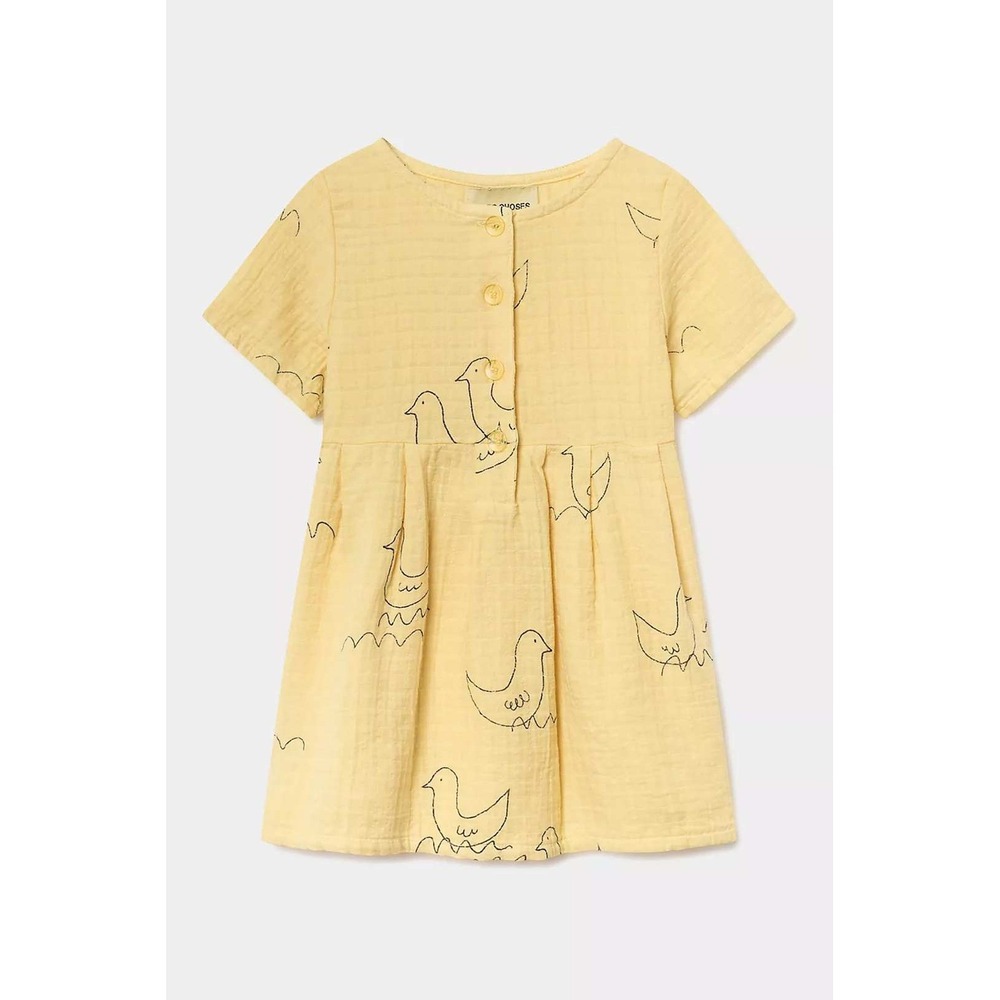Rare Bobo Choses Geese Princess Dress 100% Cotton Gauze Dress Yellow 4-5Y